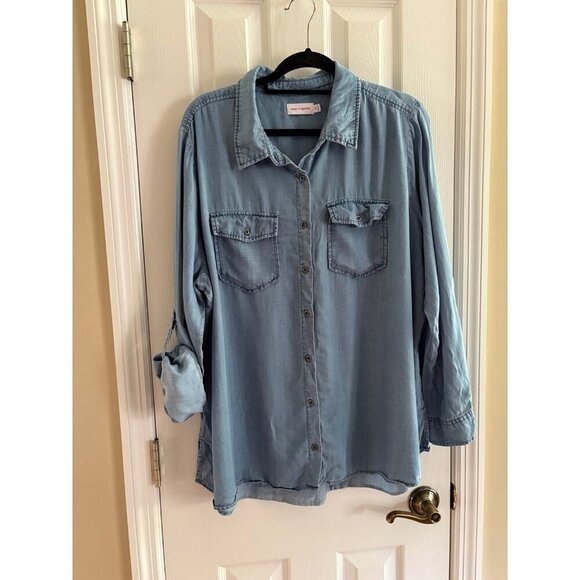 Molly & Isadora Chambray Button Down Shirt - Picture 1 of 3
